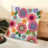 Colorful Flowers Cushion Cover Soft Short Plush Pillow Cover Smooth Cozy Texture Aesthetic Cushion Case Home Decor
