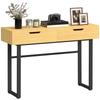 Konsolentisch Schmaler Flurtisch mit 2 Schubladen, Metallgestell, für Flur 110 x 35 x 76,5 cm Natur