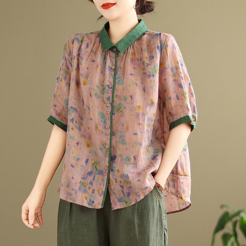 2025 Κορεάτικου Στυλ Μεγάλο Μέγεθος Αδυνατιστικό Ρετρό Δύο Τεμαχίων Βαμβακερό Λινό Καλοκαιρινό Κοστούμι για Γυναίκες