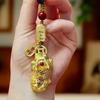 Men's Pixiu Gold Keychain with Cinnabar: Safe Journey Pendant & Car Ornament