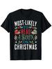 Funny Christmas Family T-Shirt - "Most Likely To Read a Book" Design with Festiv