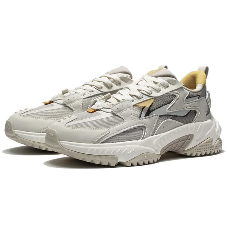 LiNing Chiikawa Rebound Cushioning, Slip Resistant, Abrasion Resistant Low Top Sports Casual Shoes Men's Oat Gray AGCS089-2