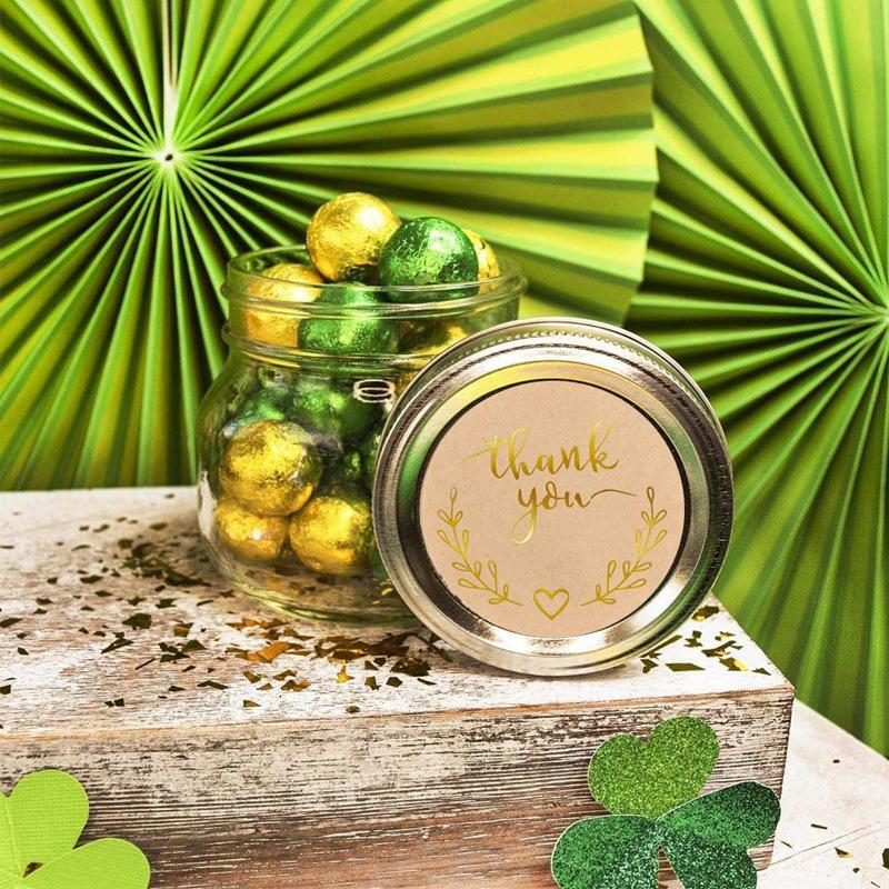 Hot Stamping Thank-you Stickers, Kraft Paper, Wheat Ear Patterns, Gift Packaging, Sealing Stickers, Adhesive Label Stickers