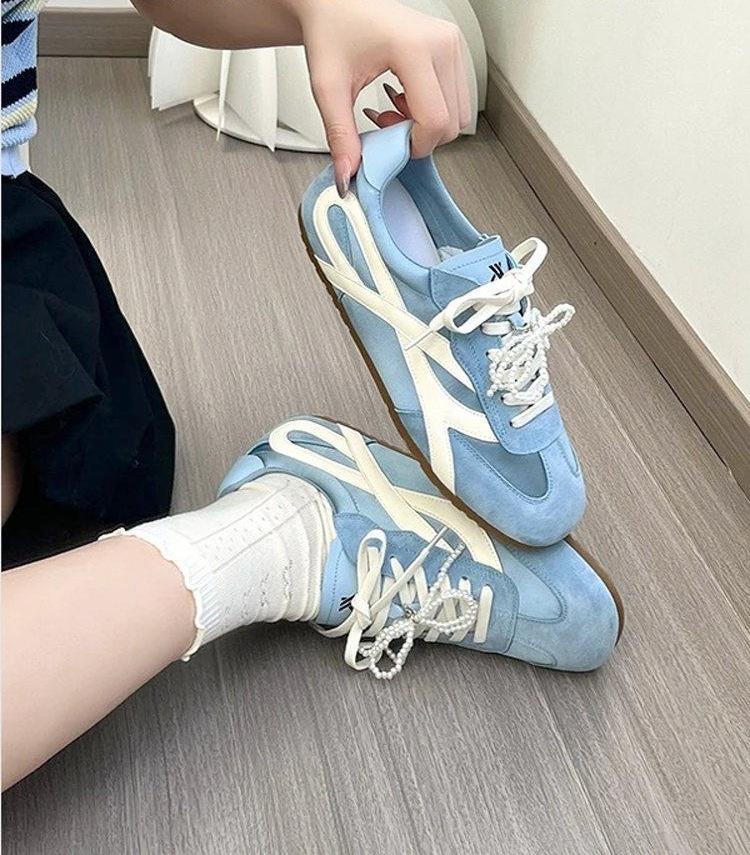 Fashion String Bead Vintage Casual Sports Shoes for Women Leather Hiking Sneakers Women's Platform Walking Athletic Shoe Unisex Loafers