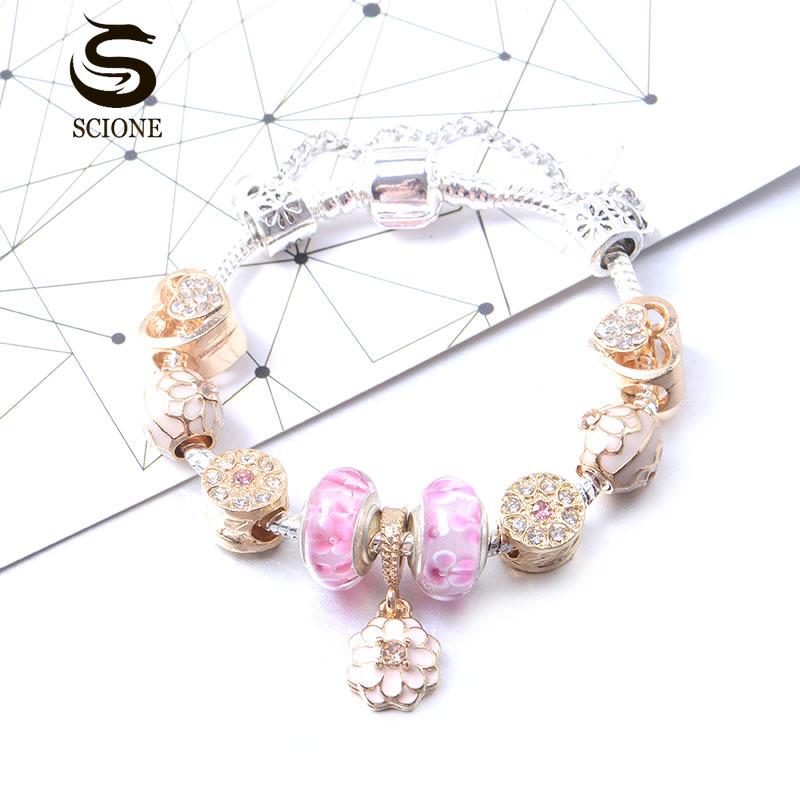 LUXY MOON Pulsera de mariposa con cuentas de cristal dorado de moda para mujer
