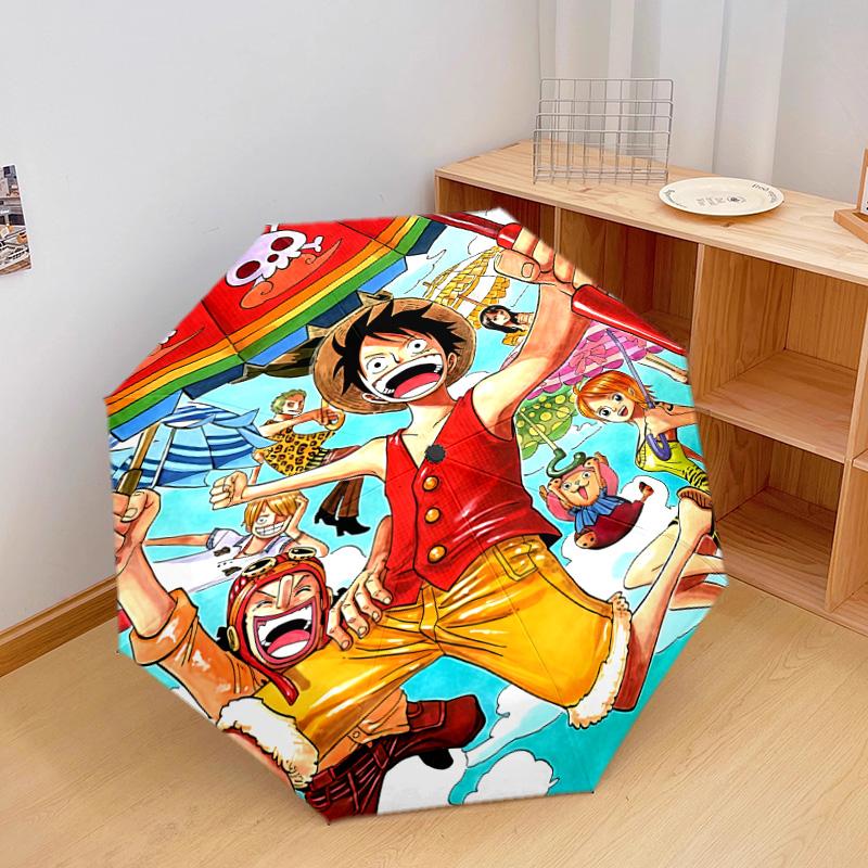 1 PC Automatic Folding Umbrella - Monkey D Luffy Pattern Portable Foldable Design With 8 Ribs Christmas Birthday Gifts