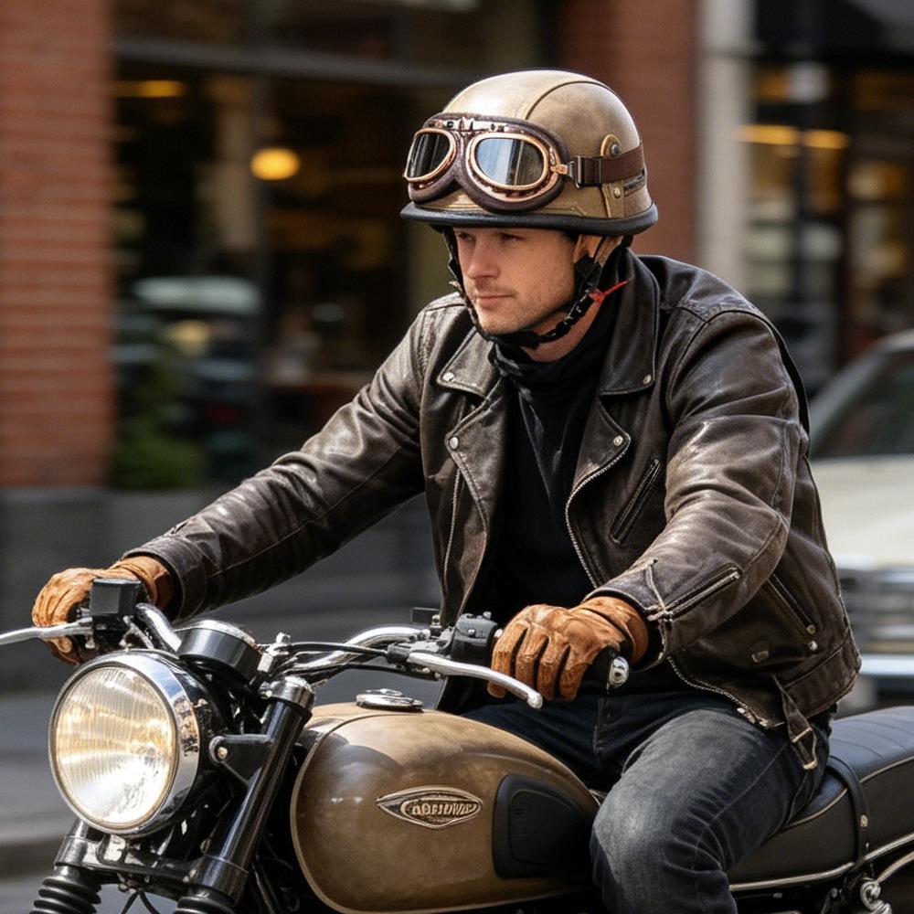 Retro Harley motorcycle helmet goggles, outdoor sand-proof and off-road riding glasses, windproof and bronze-colored goggles