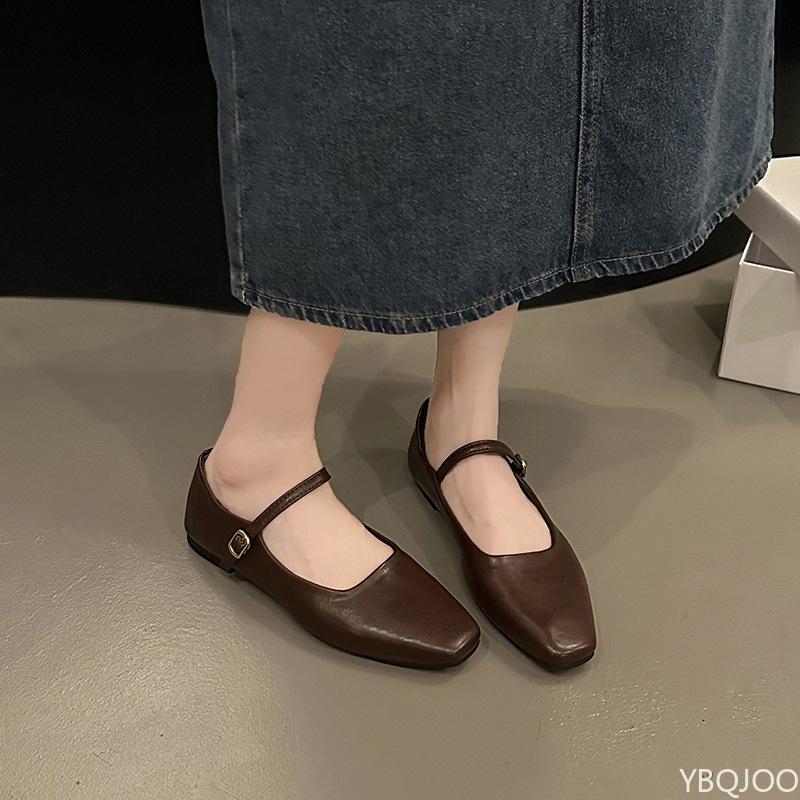 Fashion Spring summer new style simple comfortable retro square toe thick heel temperament shallow mouth low heel shoes women's shoes