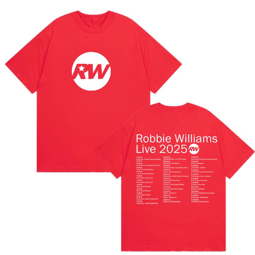 

Robbie Williams Live Rw Tour 2025 Merch T Shirts Men s Vintage High Quality Cotton T-Shirt Man Hip Hop O-Neck Clothing T-shirts S