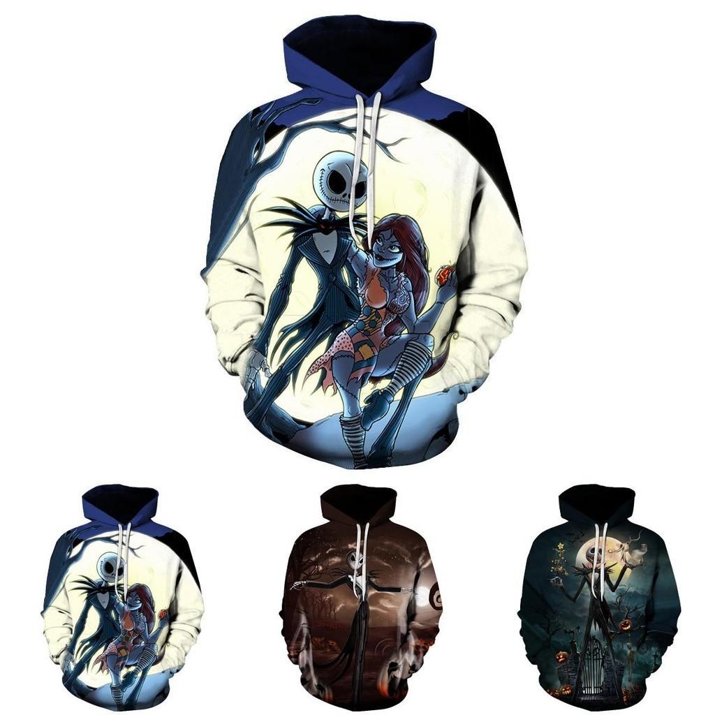 Nightmare Before Christmas Hoodie Pullover Sweatshirt Featuring Jack And Sally Design