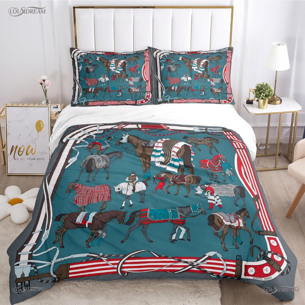Persia Galoping Horse Al Season Duvet High-End Premium Cover Beding Sets Soft Comfortable Quilt Cover plus Pilowcases Ten Single/Double/Quen/King