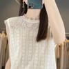 Women T-shirt Vest Wool Tank Summer Knitted T-shirt Sleeveless Basic Tees Knit Top O-neck Female