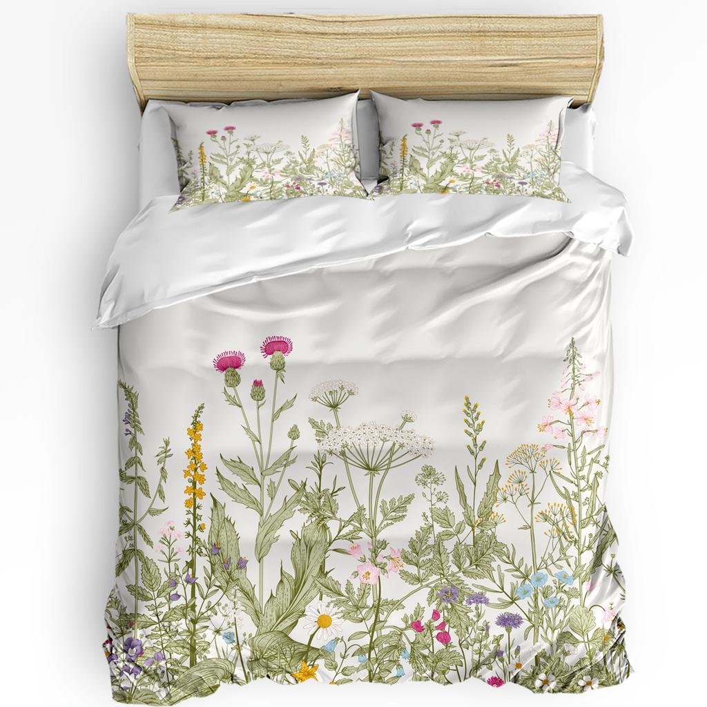 Flowers Leaves 3pcs Bedding Set For Bedroom Double Bed Home Textile Duvet Cover Quilt Cover Pillowcase