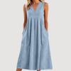Women's Color Sleeveless Slim Fit Fashionable Long Dress