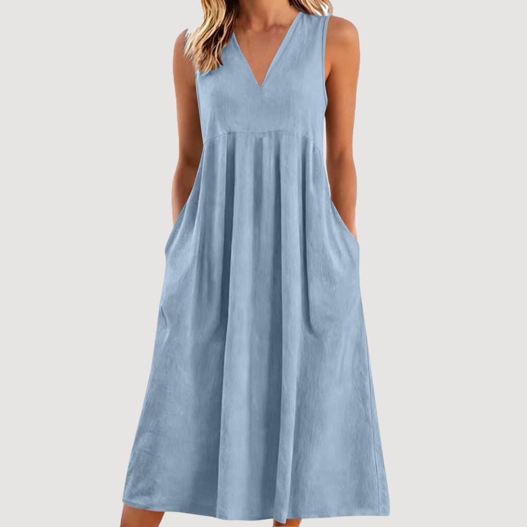 Women's Color Sleeveless Slim Fit Fashionable Long Dress
