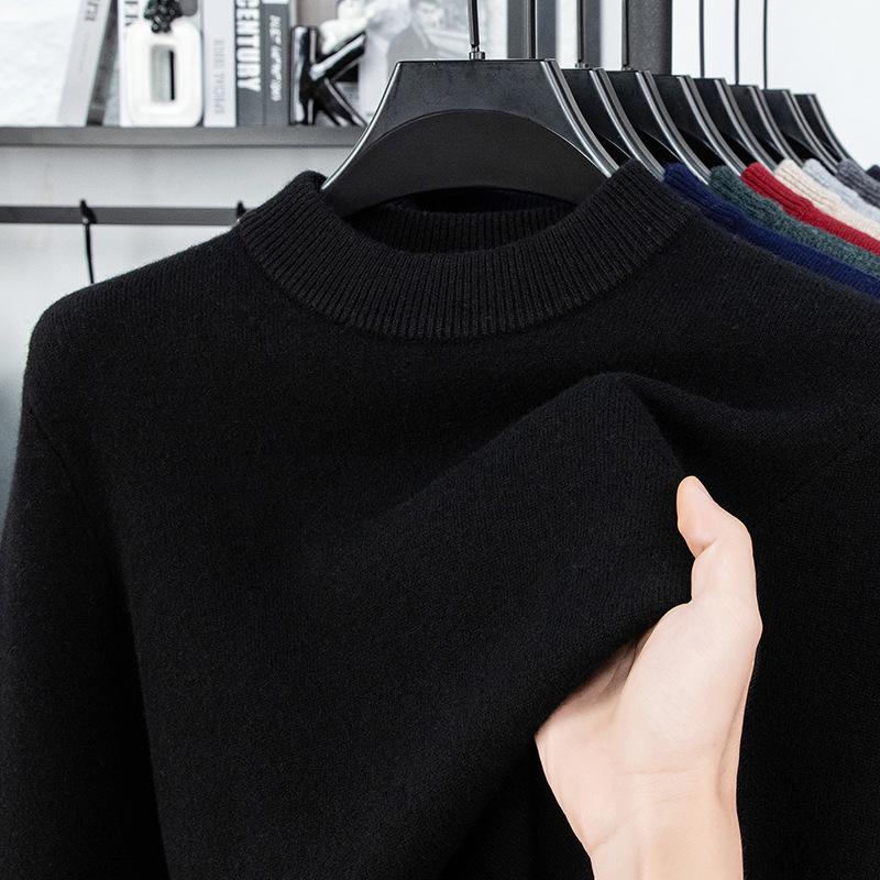 Men's 100% Pure Wool Round Neck Anti-Pilling Warm Pullover Sweater