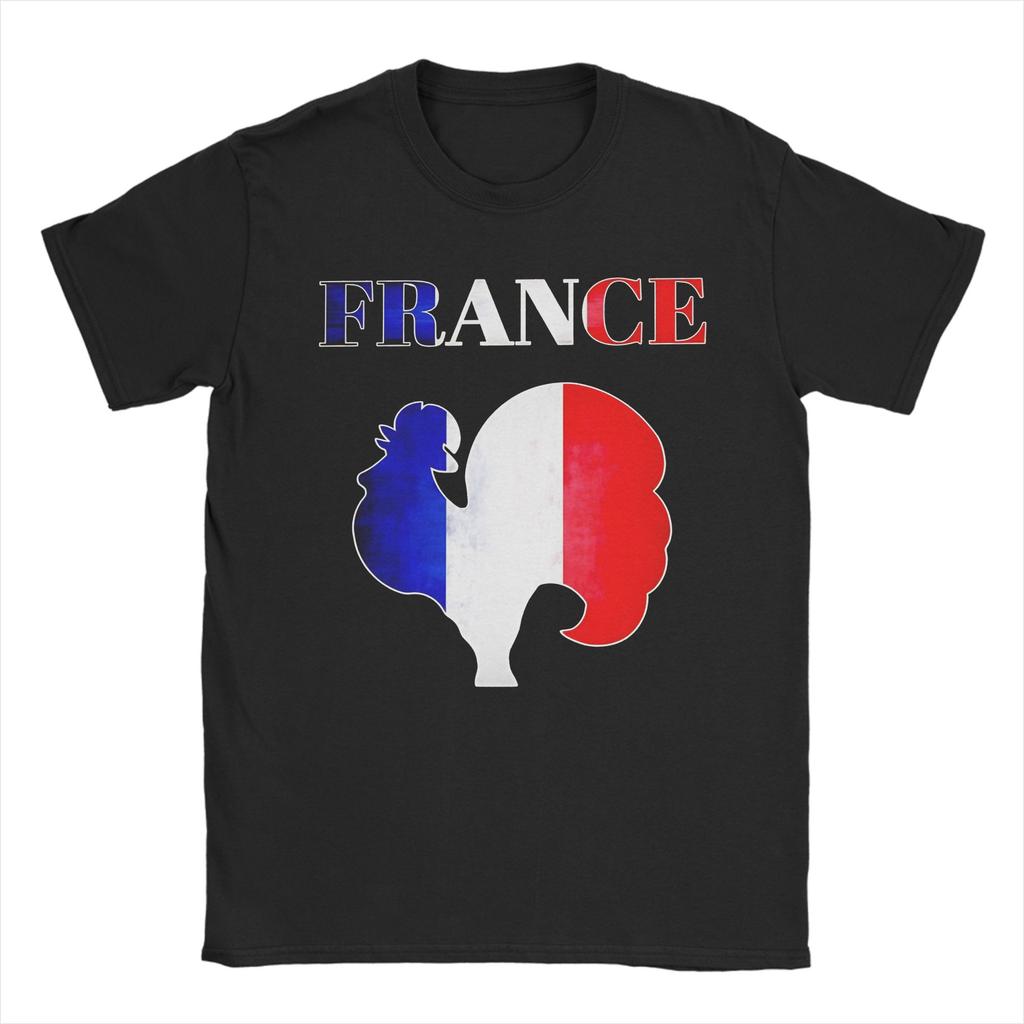 French Rooster France Flag  TShirts for Unisex  Novelty 100 Cotton Tees Round Collar Short Sleeve T Shirts Big Size Tops