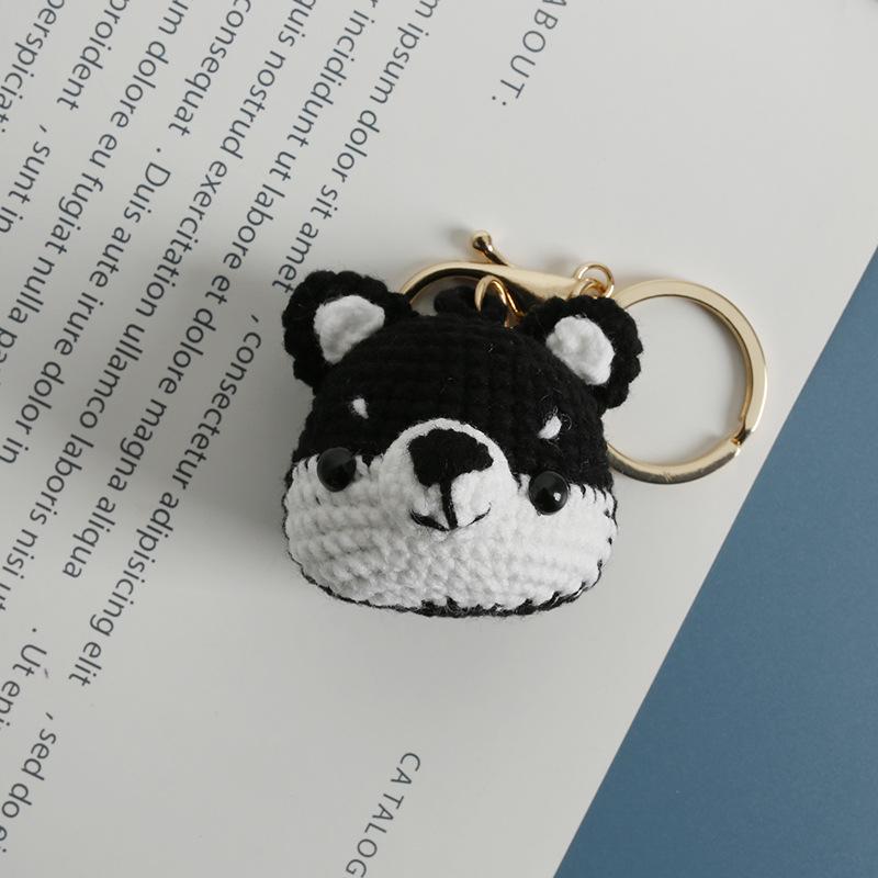 Koppel Kattenkop Haak Sleutelhanger Schattige Hondenkop Breien Dier Poppetje Sleutelhanger Grappige Kitten Hanger Gepersonaliseerde Accessoires black