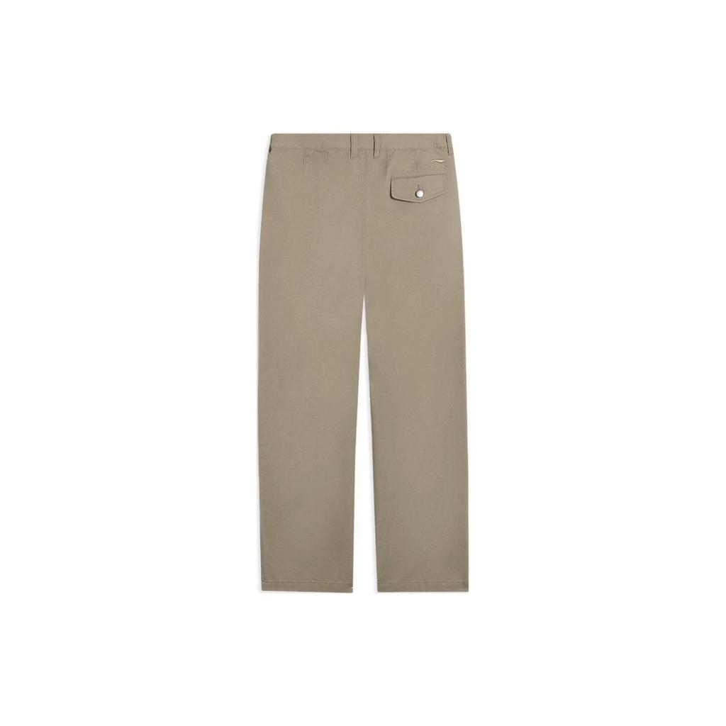 Li Ning CF Einfarbige Gerade Weite Lässige Hose Herren Unterteile Khaki AKXSB57-2