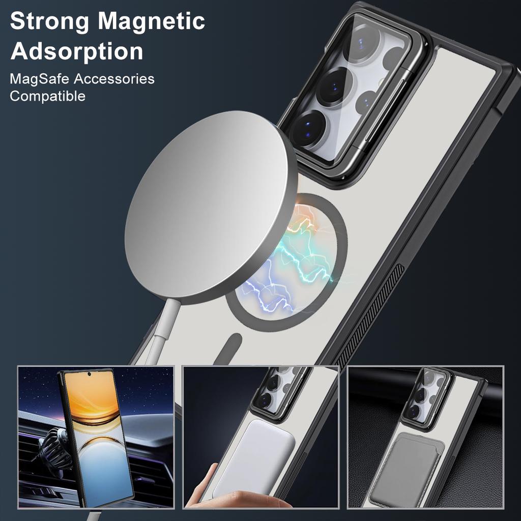 Magnetic Shockproof Phone Case for Samsung Galaxy S26 S25 Ultra S24 Plus S23 FE Invisible Bracket Acrylic Lens Protection Cover