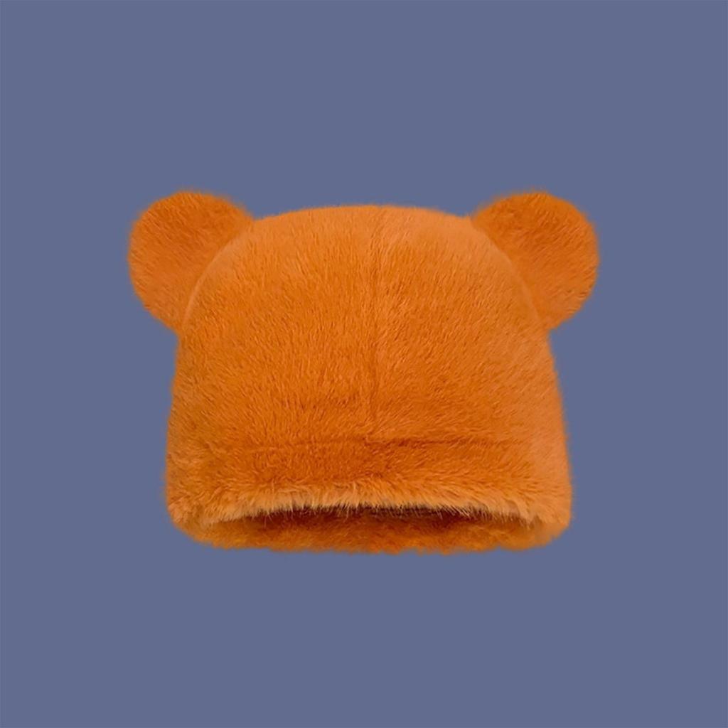 Winter Warm Cap Plush Hat with Bear Ears Breathable Soft Beanie Fisherman Hat Women Headdress Outdoor Activity Headwear
