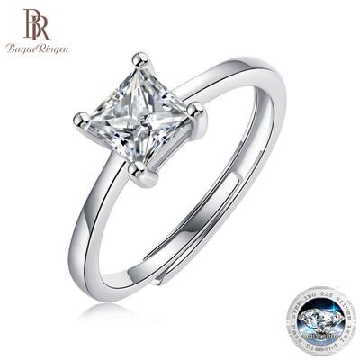 Ensemble Argent S925 1ct Moissanite Bague Intellectuelle pour Femme Nouvelle Bague Réglable de Forme Spéciale Bijoux