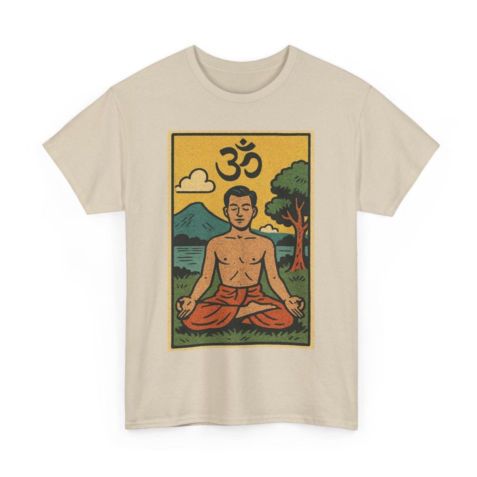 Om T-Shirt: Retro Comic Spiritual Yoga Tee - Unisex S