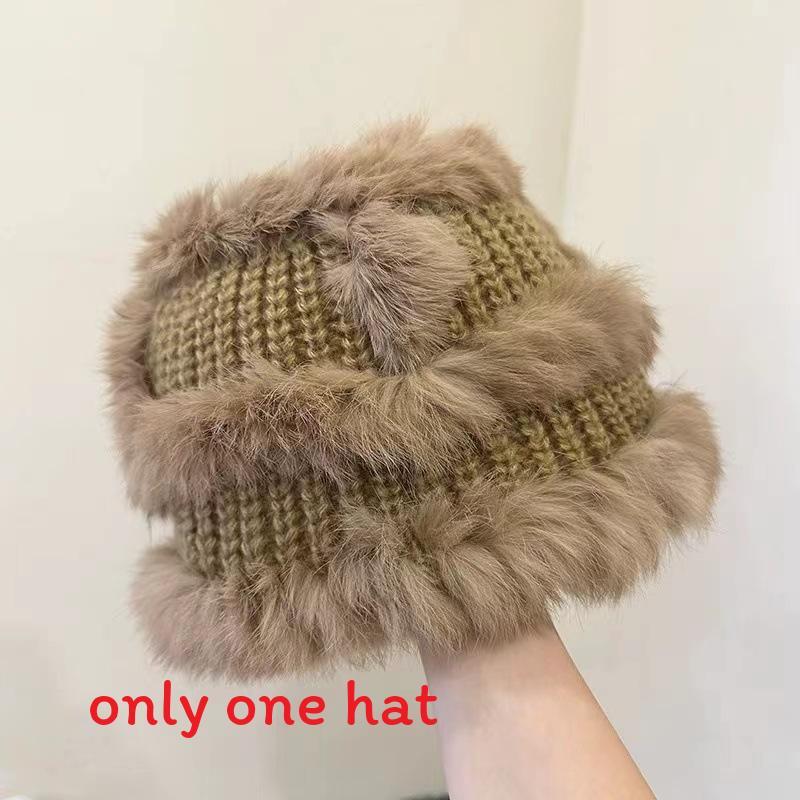 Cartoon Style Wool Beanie With Plush Fur Material And Adjustable Fit For Casual Wear