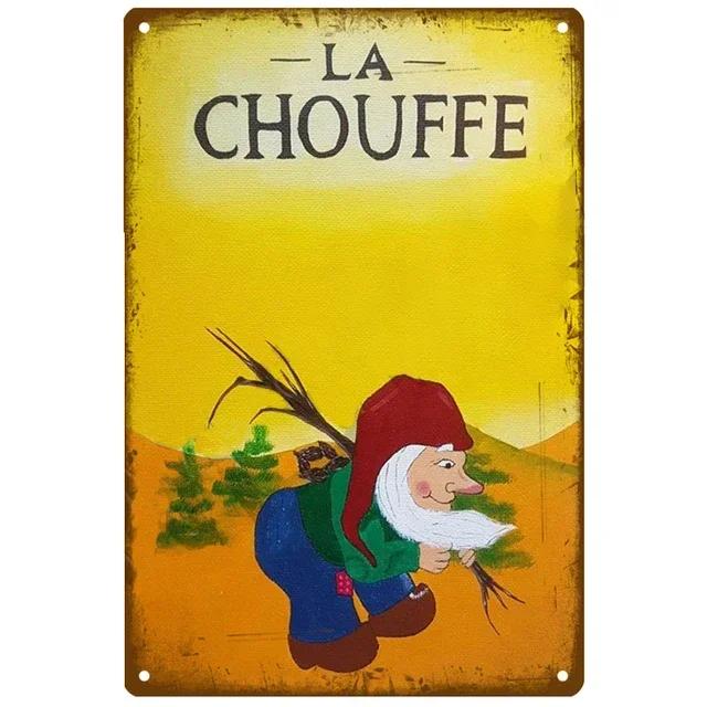 Mfoever Tin Sign Vintage Hertog Jan La Chouffe Beer Themed Metal Tin Sign Retro Belgian Brewery Wall Art Decor for Bar Pub Man Cave Rustic Iron P