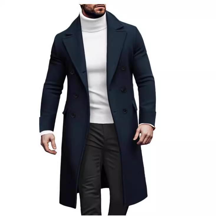 Cappotto Lungo da Uomo in Lana Cappotto Doppio Petto