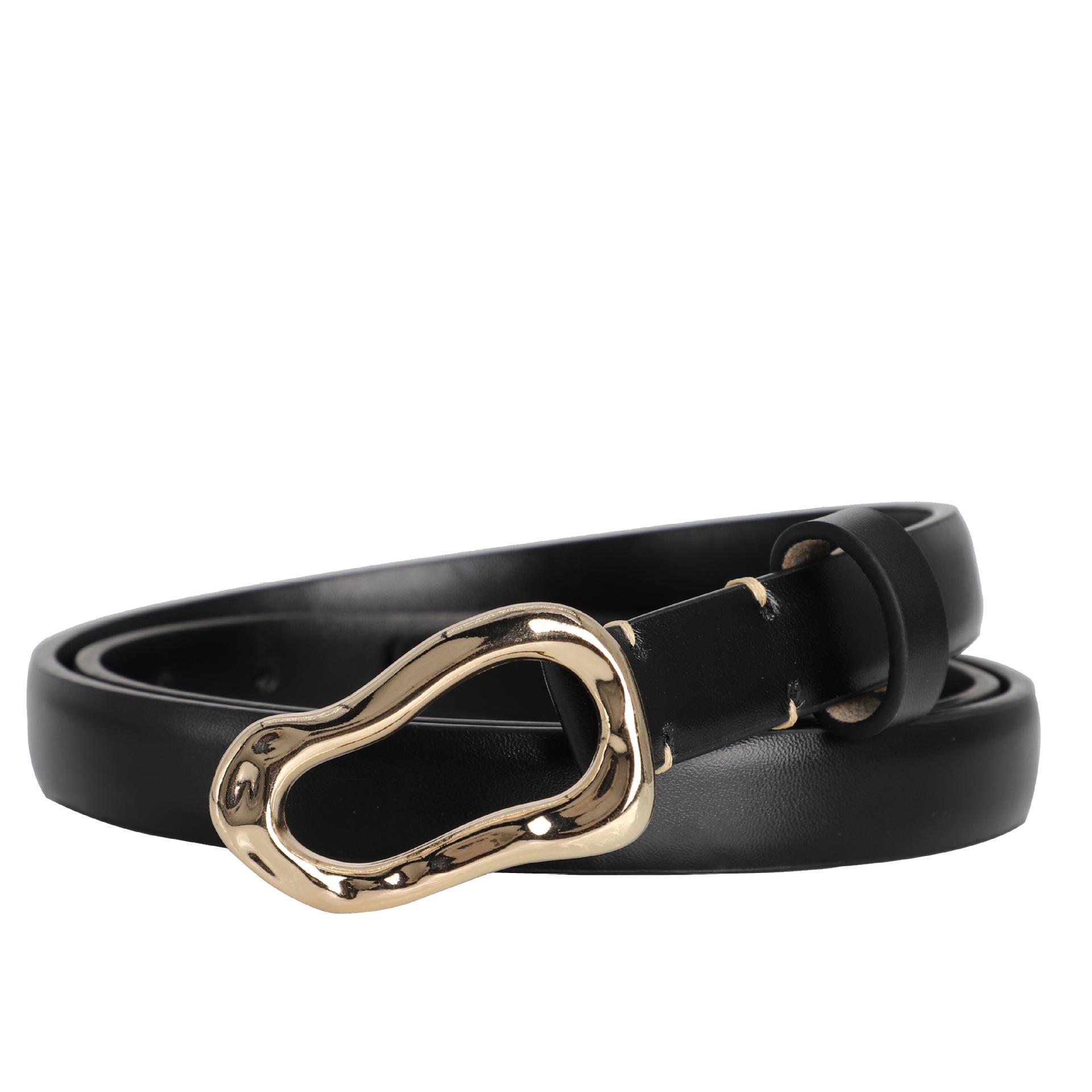 

Women S Simple Thin Belt Casual High Sense Irregular Button Head Slim Pants Belt Women 110cm чорний