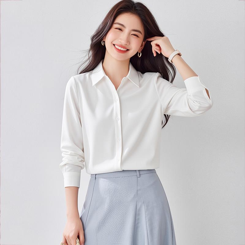 Elegant Women's Green Satin Shirt - Spring 2026 New Arrival, Perfect for Professional Interviews