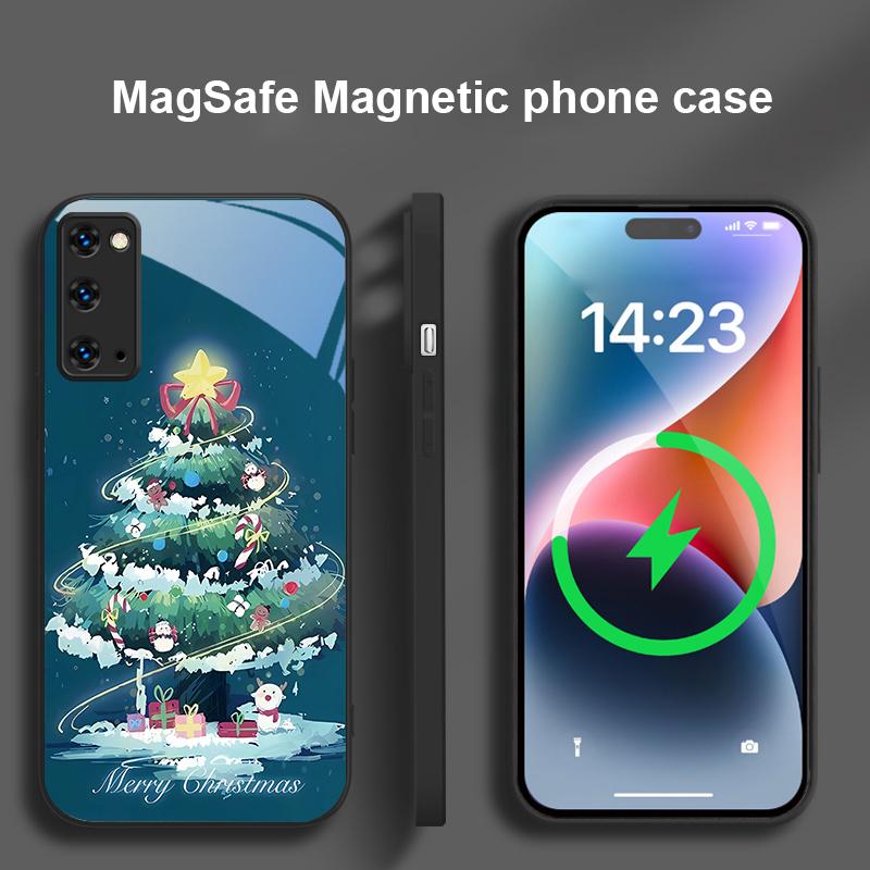 Decorated Christmas Tree For Magsafe Samsung S25 S25 Edge S25Ultra S8 9 10 20 S21 Pro 22 Plus S23 FE S24 Ultra Glass Phone Case