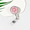 Auto Retractable Badge Reel With Flower Pattern Stretchable Back Clip For Work Identity Badge Holder Office School Use