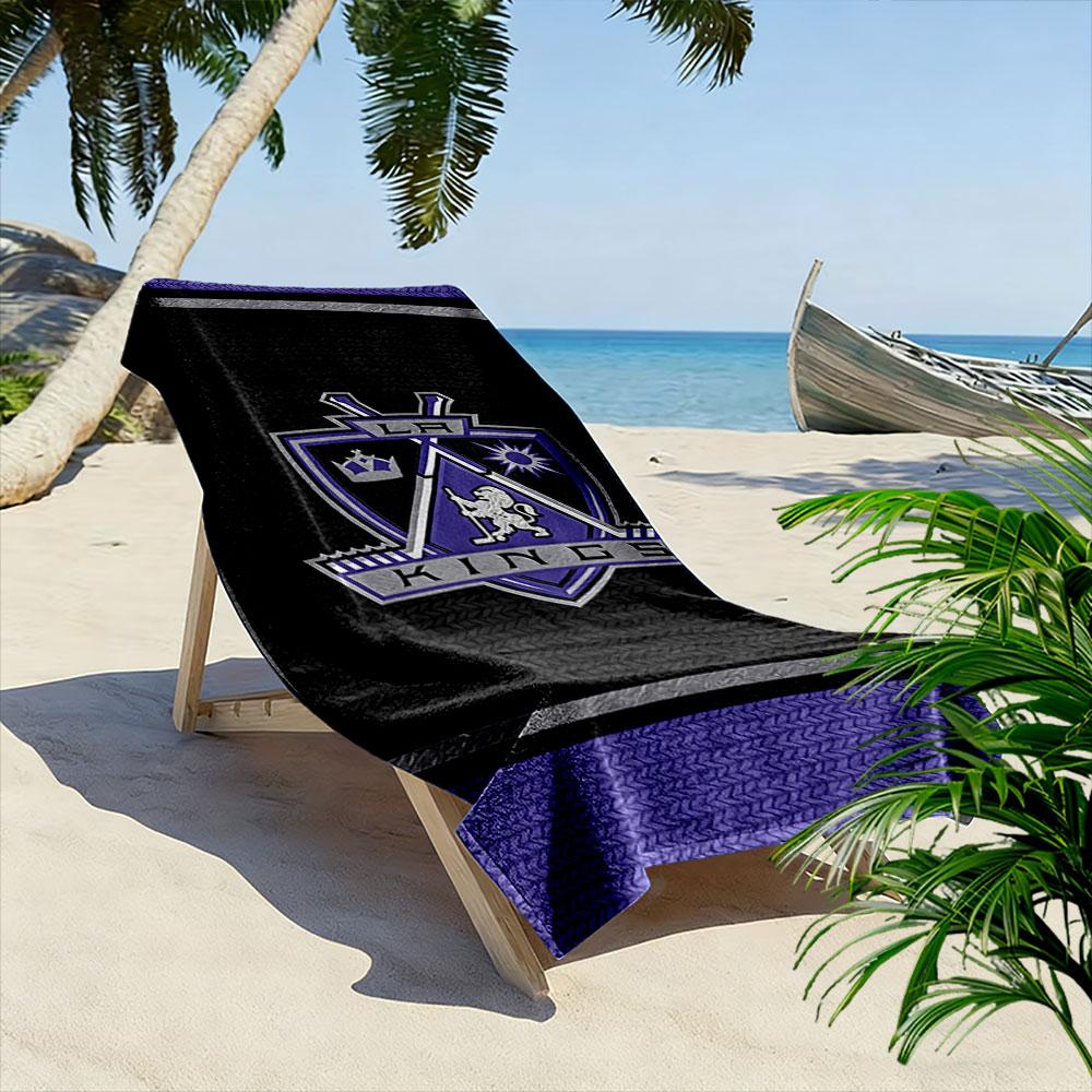 "LA Kings Logo Purple and Black Design" Patterned beach towel quick dry perfect for travel outdoor sports jogging the beach and swimming
