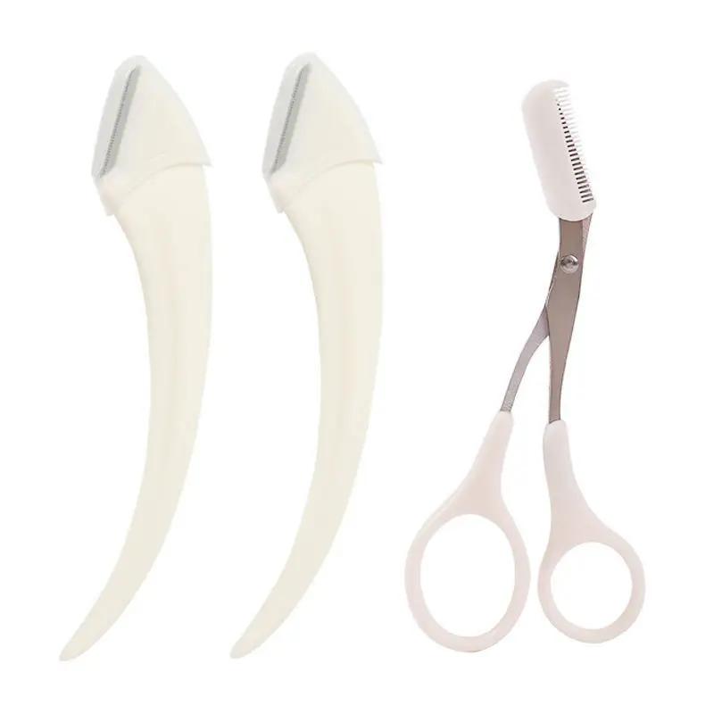 Eyebrow Trimming Knife Face Razor For Women Professional Eyebrow Scissors With Comb Brow Trimmer Scraper Accessories