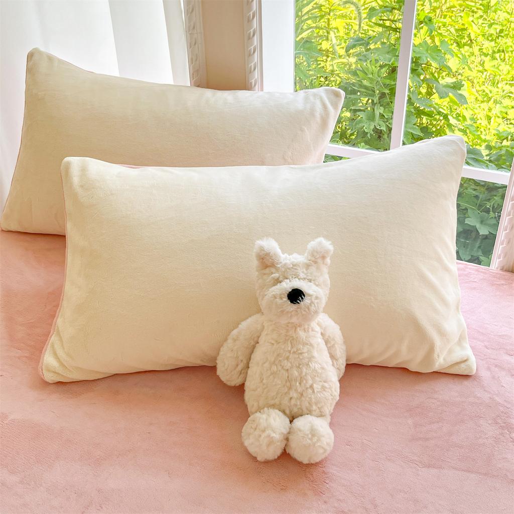 Thickened Milk Fleece Four-Piece Set, Embroidered Coral Fleece Quilt Cover, Thermal Bedding, Fleece Bed Sheet Three-Piece Set