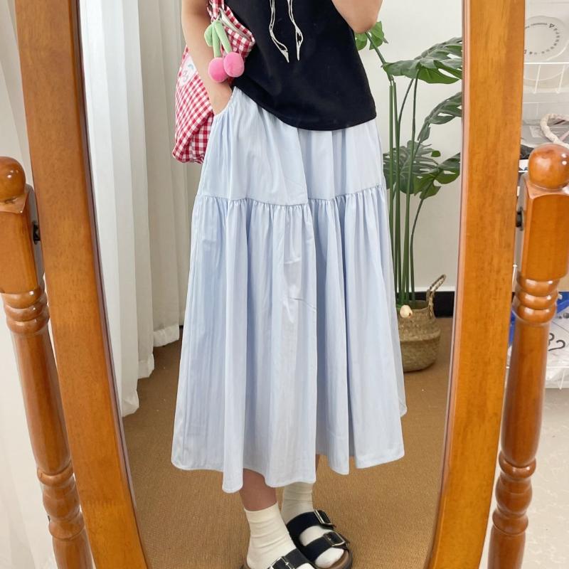 Women's Wrinkle-Resistant Casual High-Waist Slimming Tiered Cake Umbrella Skirt with Pockets - Artsy Vintage Versatile Midi for Spring/Summer