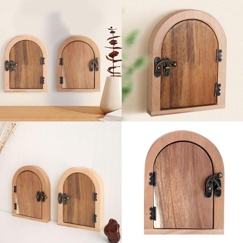 Wooden Door Shape Outlet Cover No Drilling Required Easy Installation Light Switches Guard Protector for Home Decors