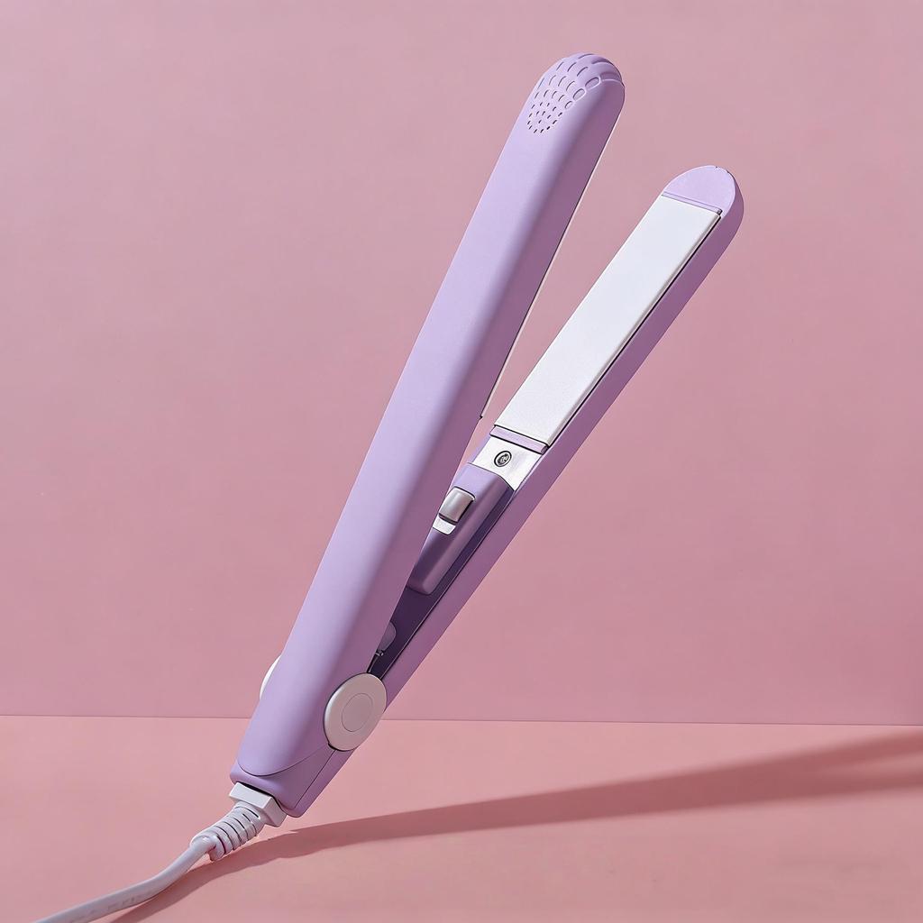 Compact Dual-Use Straightener & Curler for Bangs – Portable Flat Iron & Curling Wand