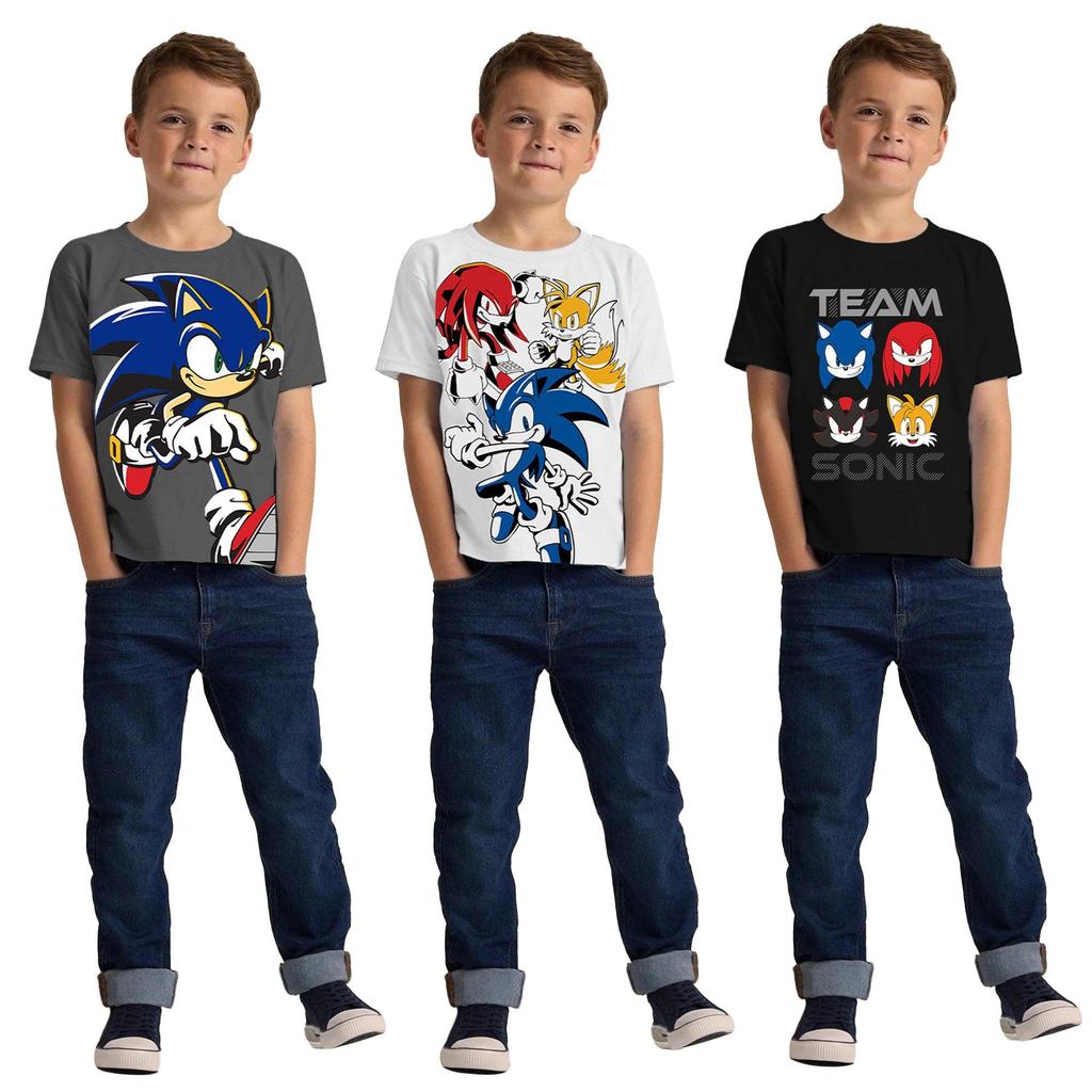 Sonic The Hedgehog Childrens/Kids Team Sonic Characters T-Shirt (Pack of 3)