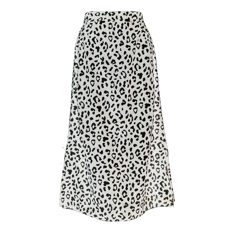 Sexy Leopard Print Split Skirt Casual Fashion Long Skirts for Women Spring Summer Elegant Female Skirt