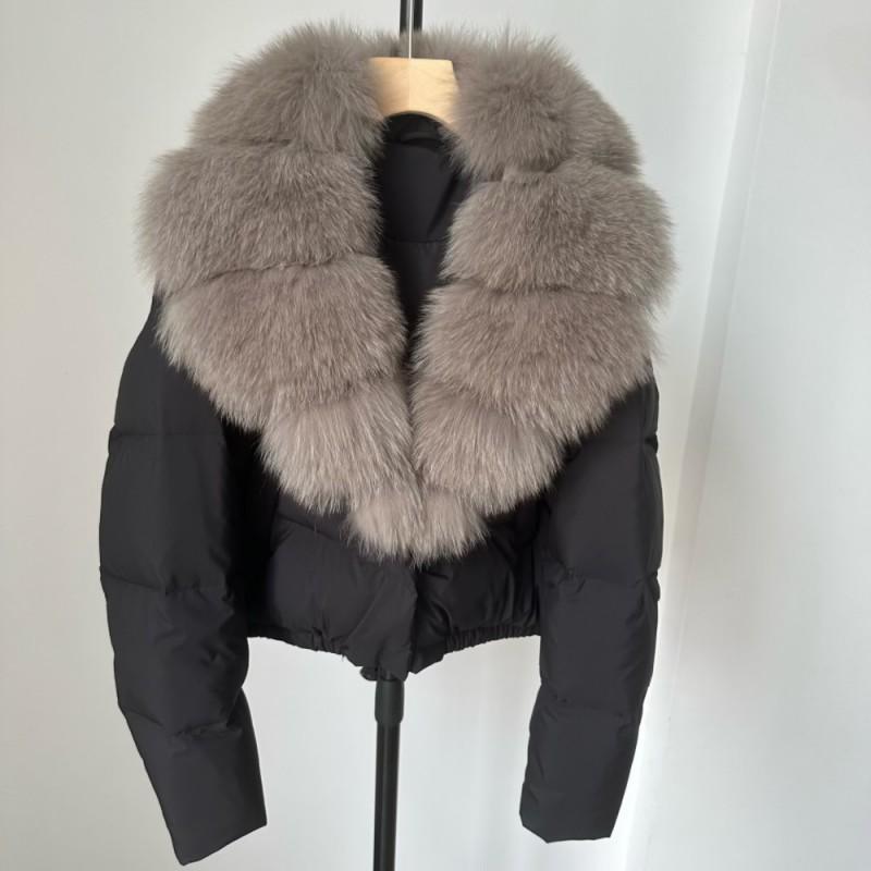 Womens Short Warm Puffer Coat With Real Fox Fur Collar Lightweight Down Jacket Winter Urban Commute