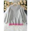 Women's Autumn Sweaters Casual Loose Star Pattern Women's Sweater Casual Loose Loop Yarn V-Neck Knitted Sweater Pullover