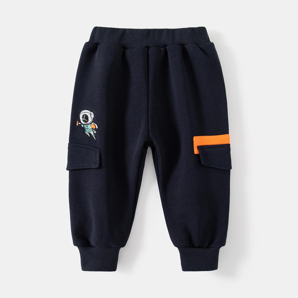 Boys Winter Sports Pants Fleece Lined Cartoon Sweatpants Casual Long Trousers for Kids