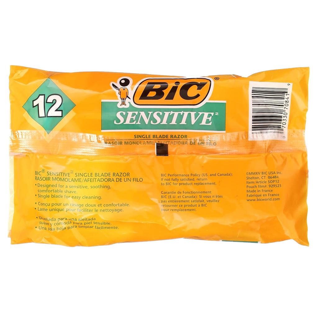 Bic Sensitive 1-Klingen-Einwegrasierer, 12 Klingen