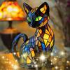 Cat Lamp, Resin Cat Lamp Stained Glass, Retro Cats Tabletop Night Light, Animal Table Lamps Series, Small 3D Cute Pet LED Table Lamps, Gift for Cats