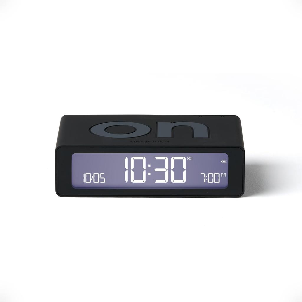 LEXON Mini Reversible LCD Alarm Clock Flip Mini Black USB-TypeC Charging3 Brightness LevelsTouch Sensor Snooze Light