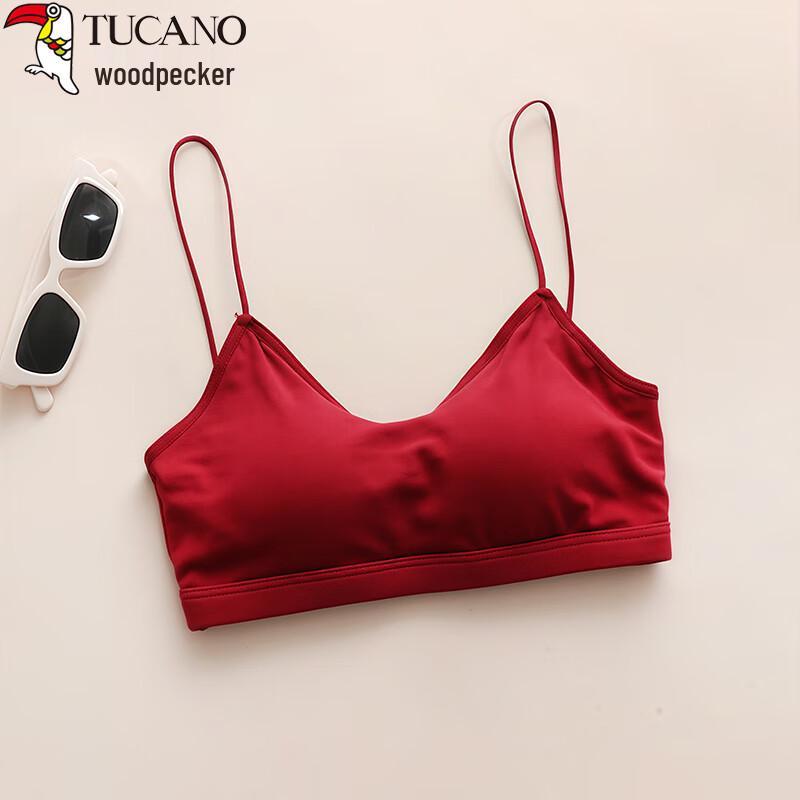 Woodpecker Women's Pure Cotton Padded Cross-Back Bandeau Bra Top