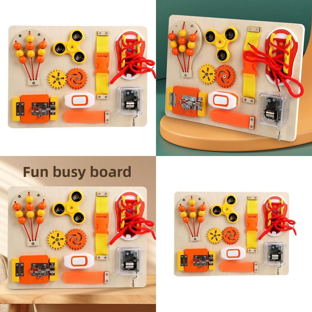 Wooden Music Box Fingertip Gyro Safety Buckle Game Board Children Puzzle Toy For Skill Development